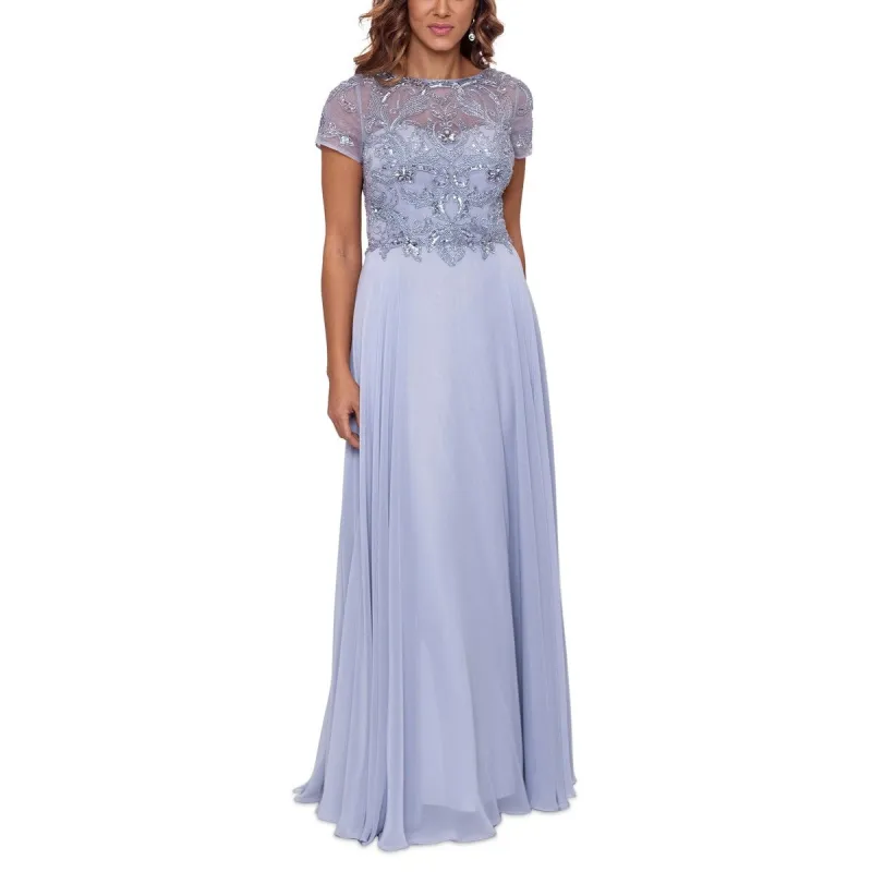 XSCAPE Women's Beaded Short Sleeve Gown Gray Size 14 sold by Zulily