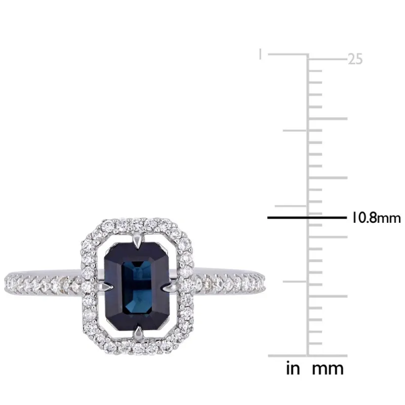 Miadora 14k White Gold Blue Sapphire and 1/4ct TDW Diamond Floating Halo Ring sold by Zulily