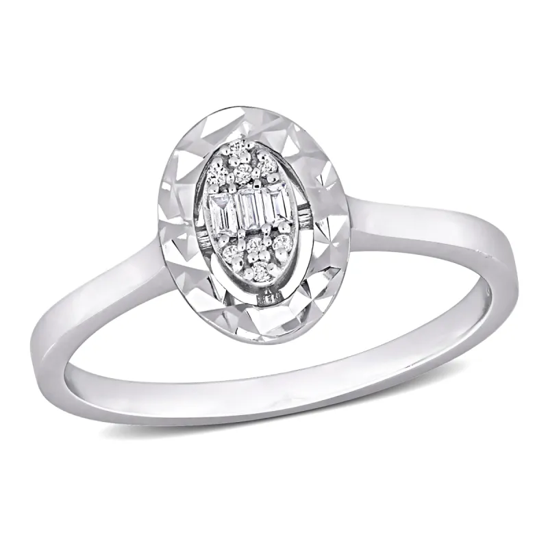 Miadora Parallel Baguette-Cut and Round-Cut Oval Diamond Accent Ring in 14k White Gold sold by Zulily