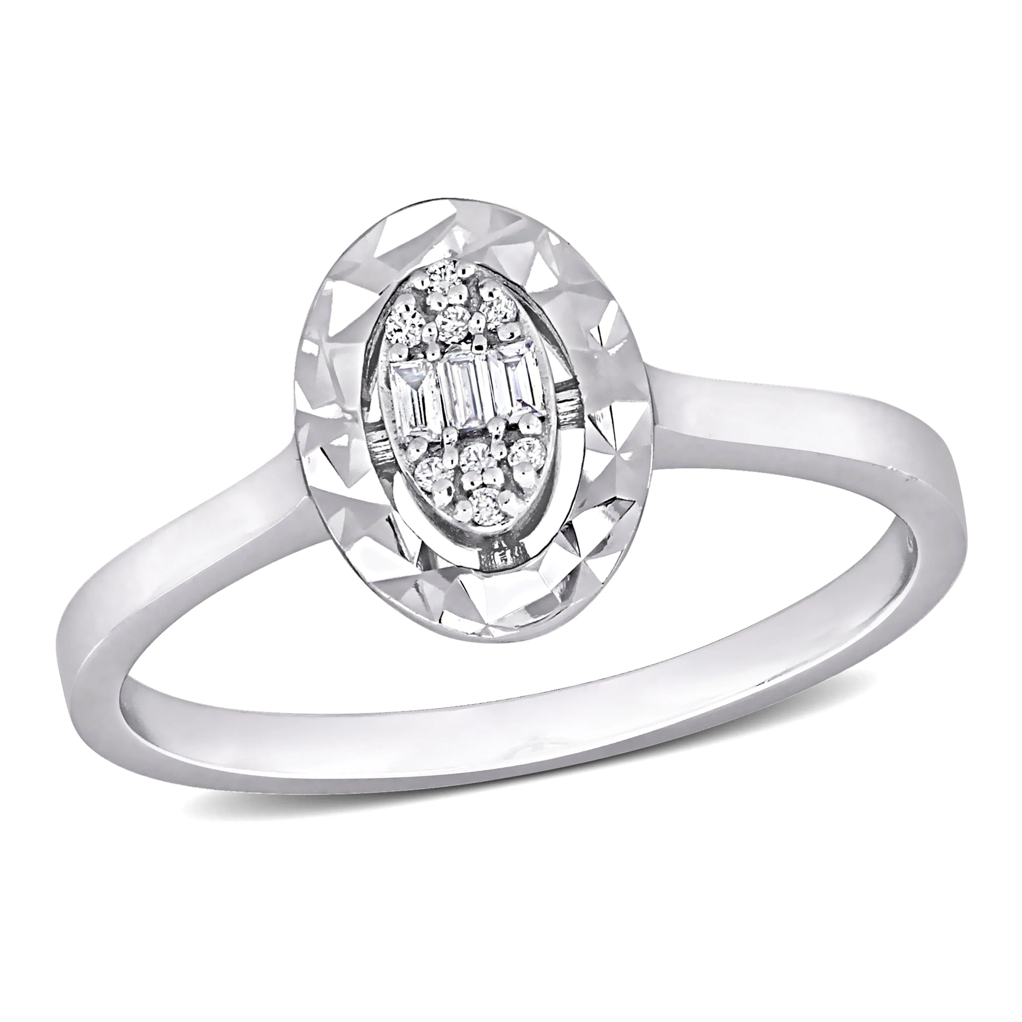 Miadora Parallel Baguette-Cut and Round-Cut Oval Diamond Accent Ring in 14k White Gold sold by Zulily