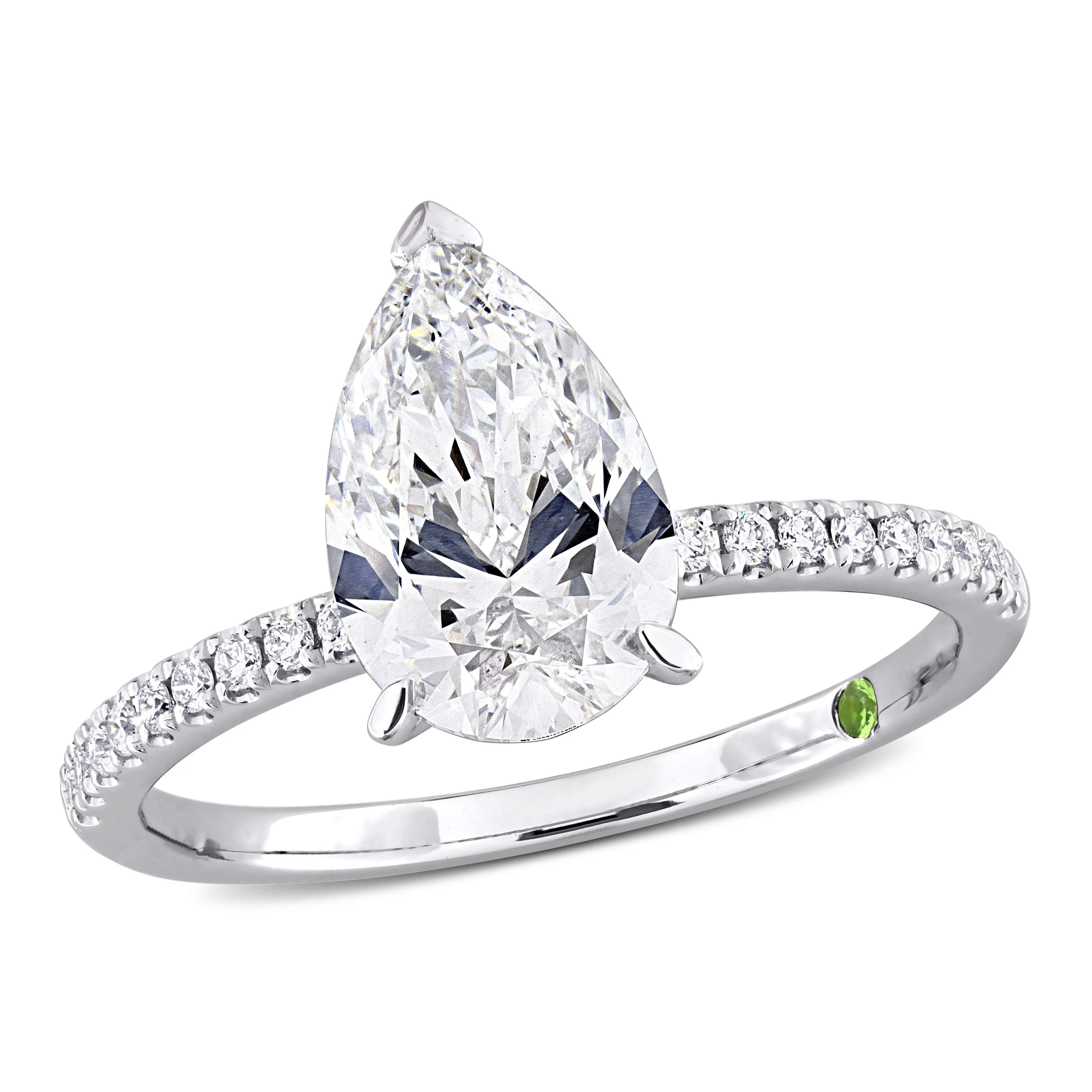 Created Forever 2 1/6ct TDW Lab-Grown Diamond and Tsavorite Accent Engagement Ring in 14k White Gold sold by Zulily