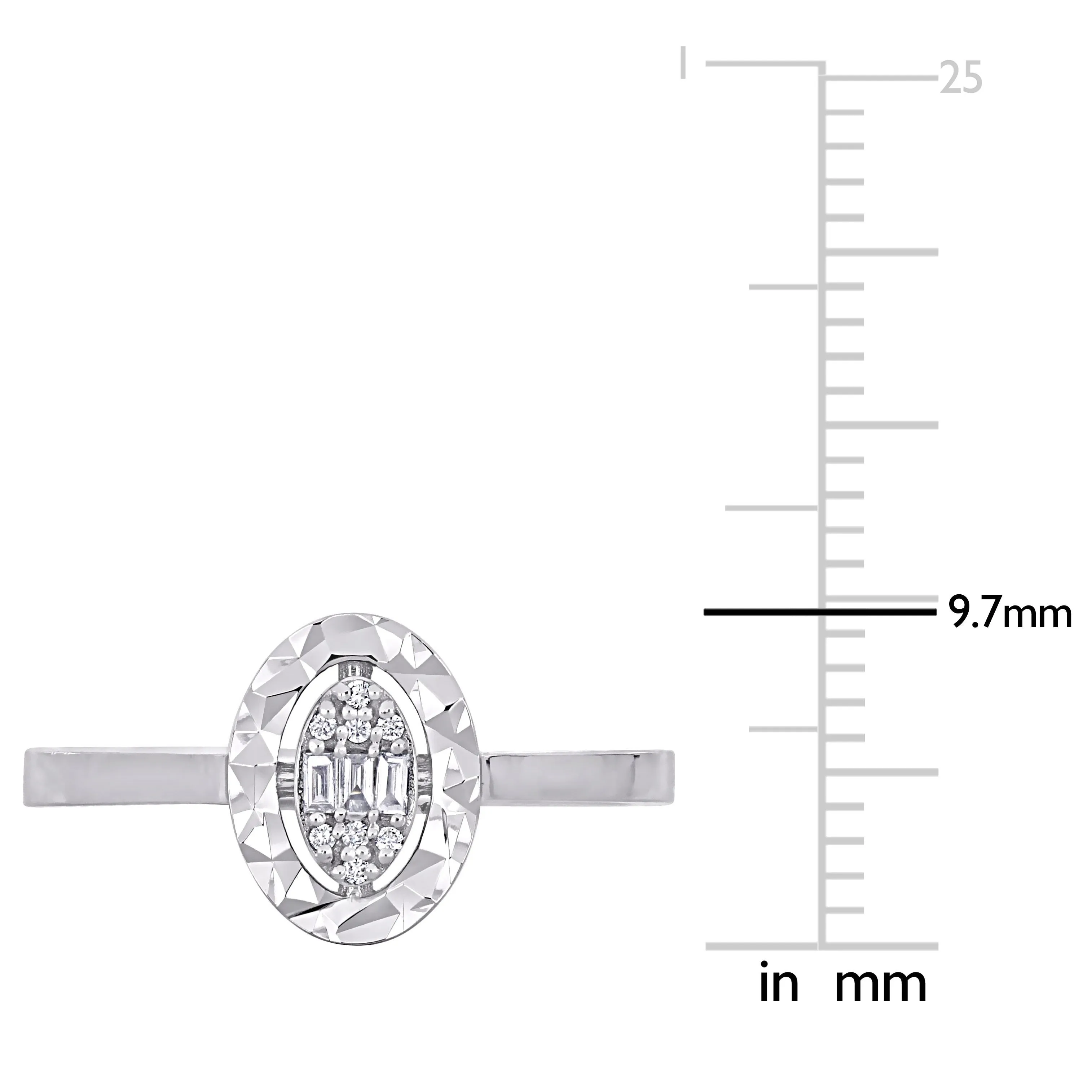 Miadora Parallel Baguette-Cut and Round-Cut Oval Diamond Accent Ring in 14k White Gold sold by Zulily product image thumbnail 3