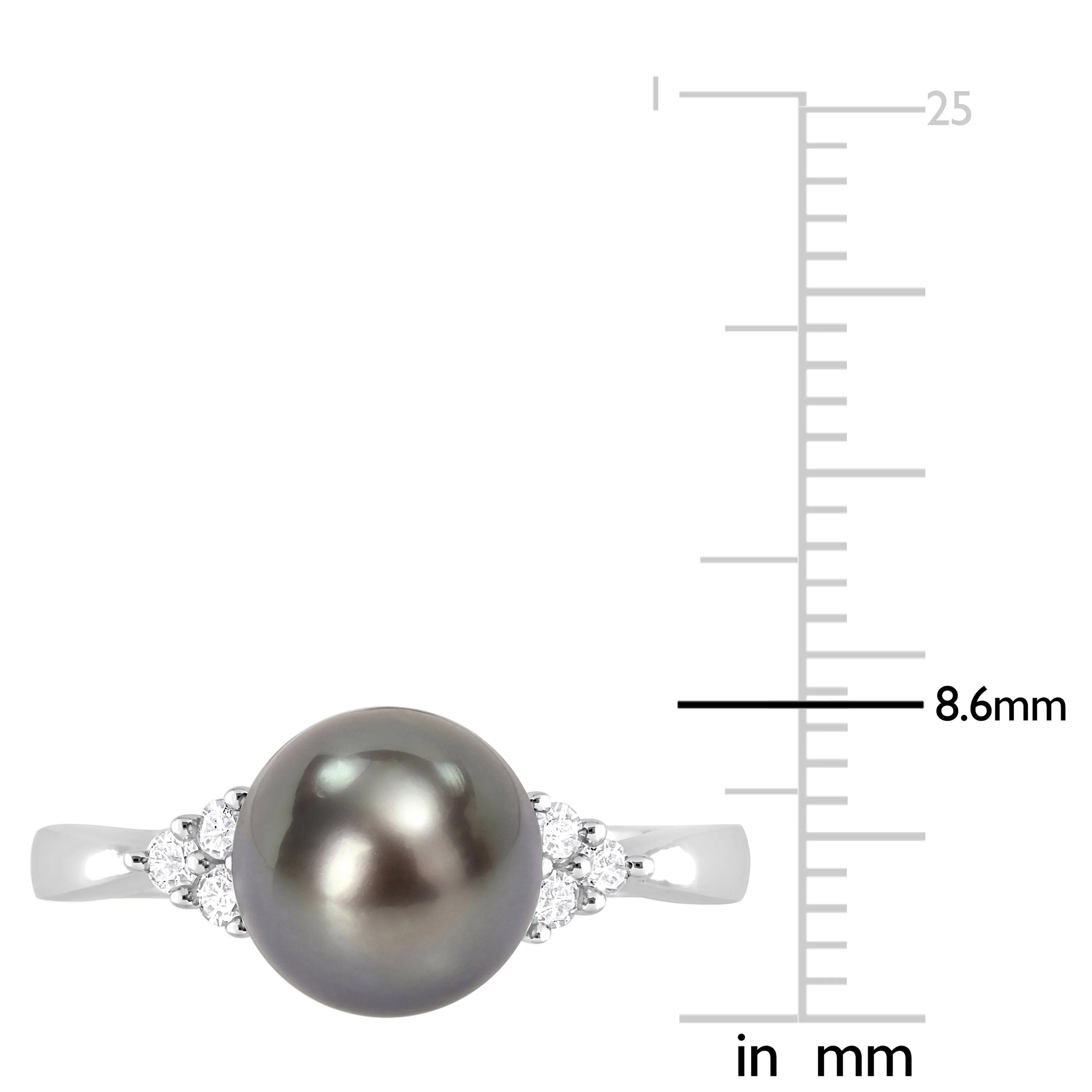 Miadora 8-8.5mm Black Tahitian Pearl and 1/8ct TDW Diamond Ring in Sterling Silver sold by Zulily product image thumbnail 4