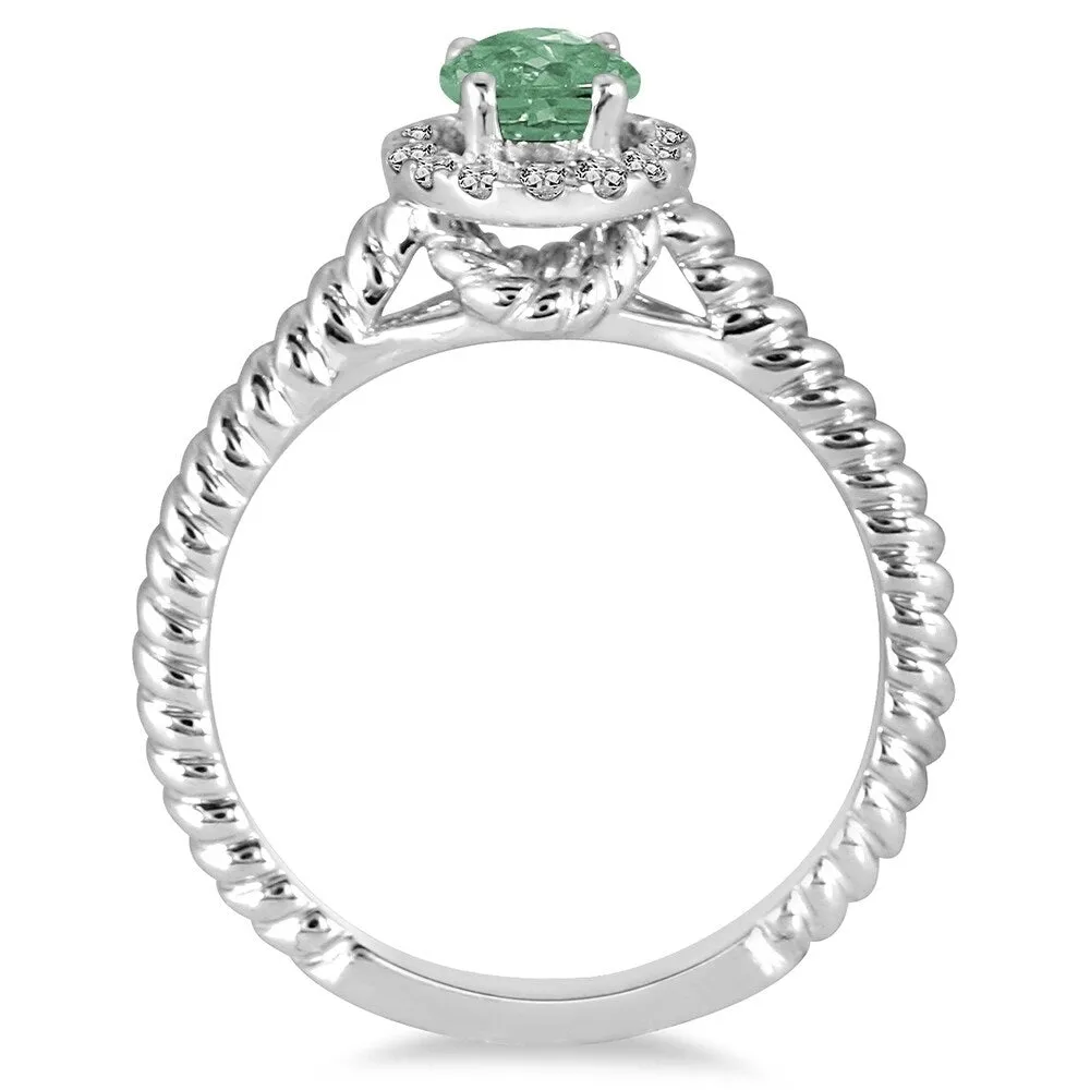 1 Carat Green Amethyst and Diamond Halo Rope Ring in 10K White Gold sold by Zulily product image thumbnail 2