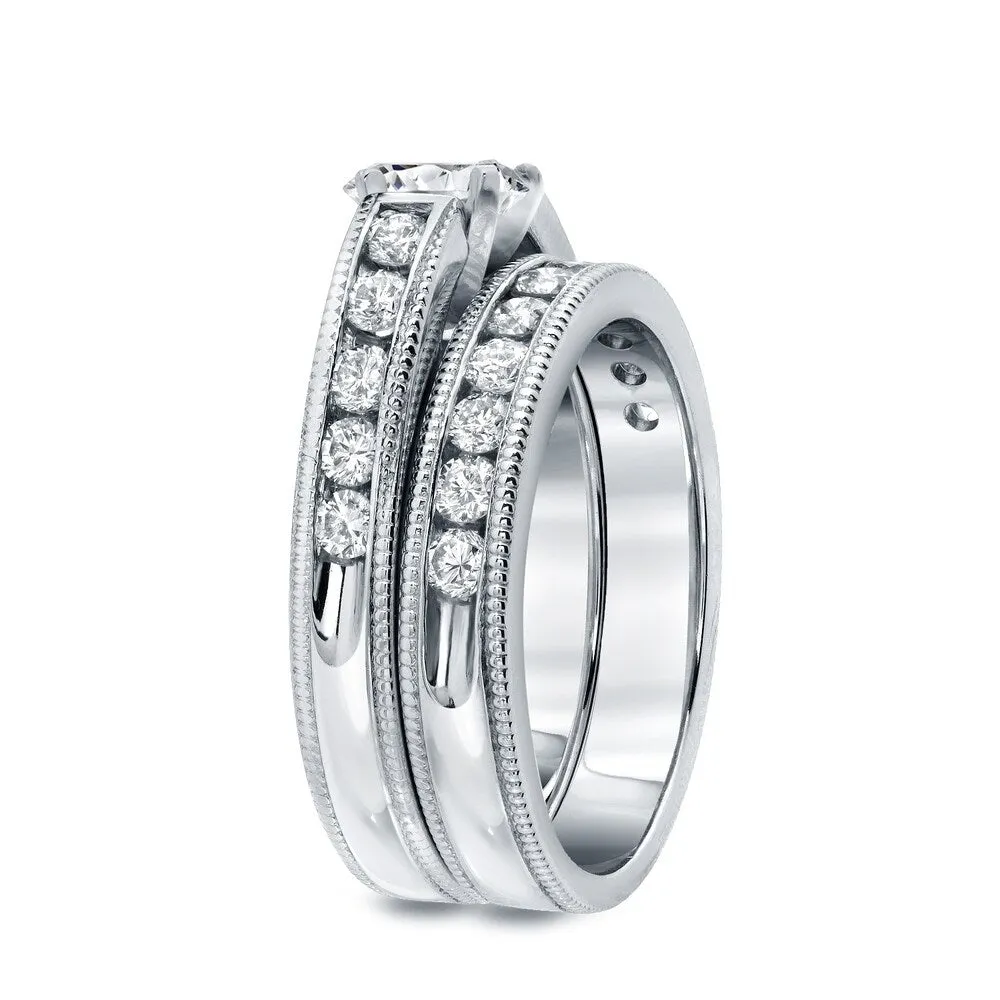 Auriya 14k Gold 1/2ctw Round Channel-set Diamond Engagement Ring Set sold by Zulily product image thumbnail 4