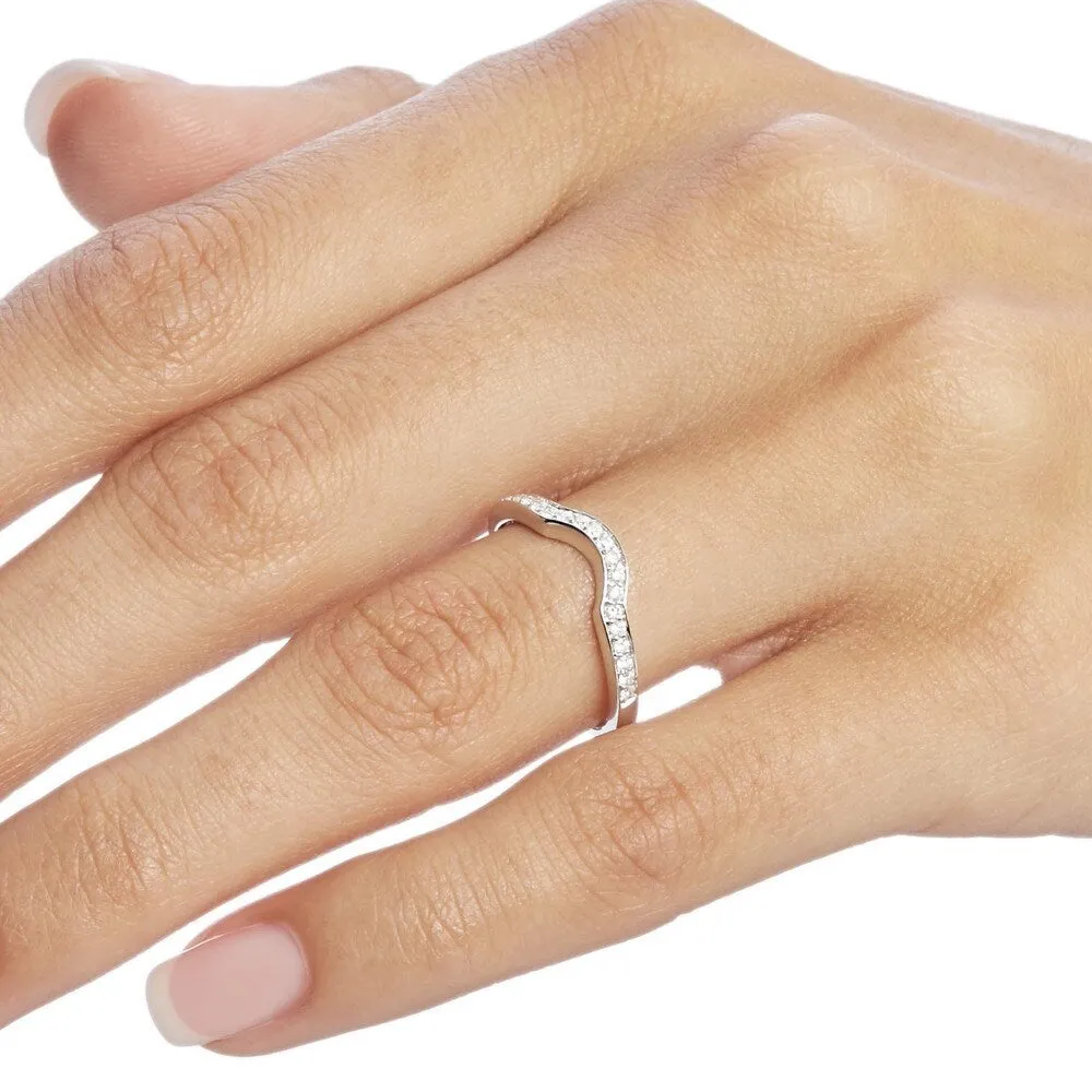 Annello by Kobelli 14k Gold 1/6 Carat TDW Women's Diamond Curved Wedding Band sold by Zulily product image thumbnail 2