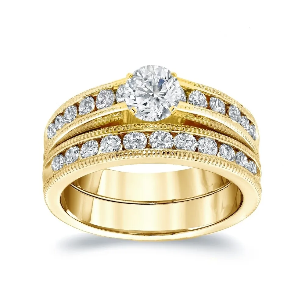 Auriya 14k Gold 1/2ctw Round Channel-set Diamond Engagement Ring Set sold by Zulily product image thumbnail 2