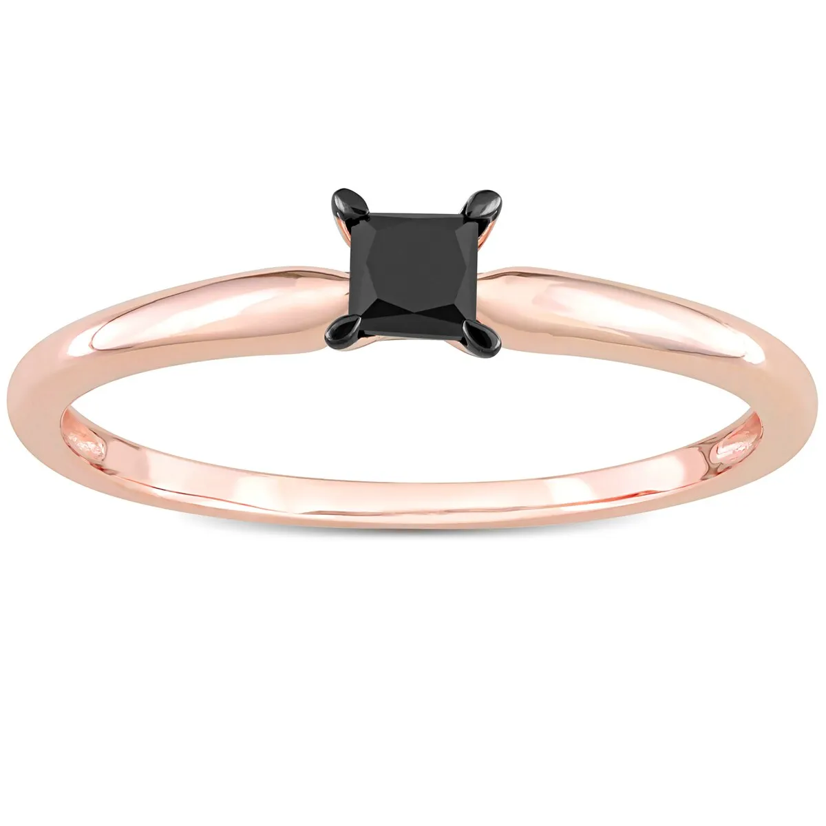 Miadora 1/4ct TDW Princess-cut Black Diamond Solitaire Engagement Ring in 14k Rose Gold sold by Zulily product image thumbnail 3