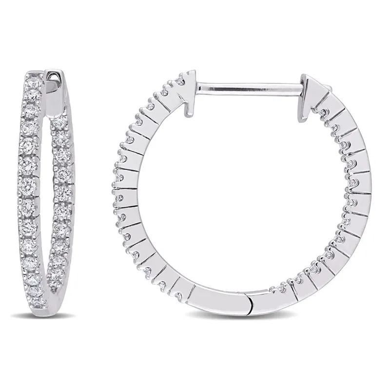 Miadora 3/4ct TDW Diamond Inside Outside Hoop Earrings in 10k White Gold sold by Zulily