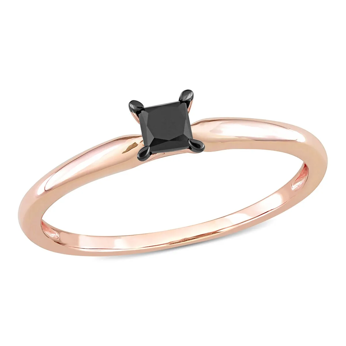 Miadora 1/4ct TDW Princess-cut Black Diamond Solitaire Engagement Ring in 14k Rose Gold sold by Zulily product image thumbnail 2