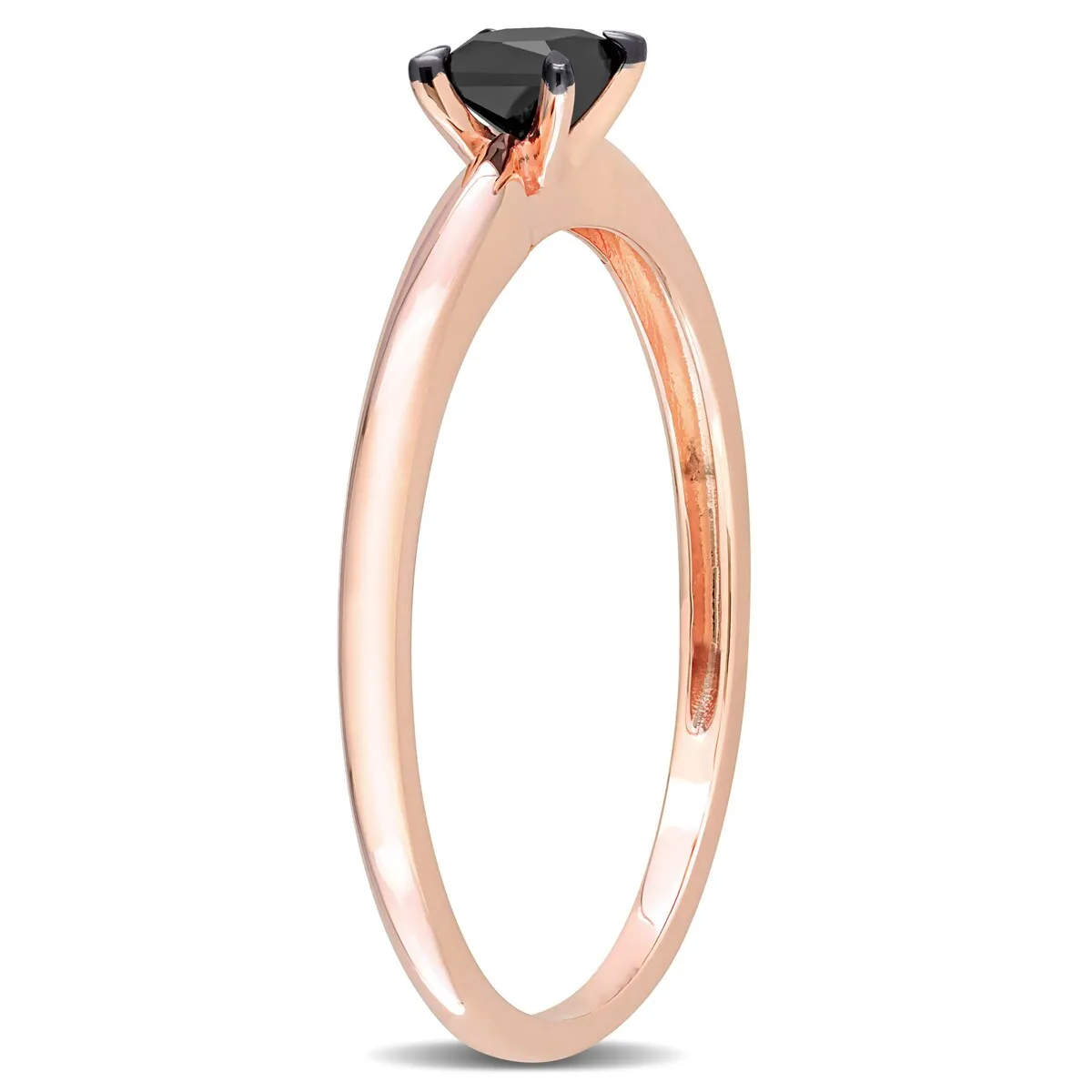 Miadora 1/4ct TDW Princess-cut Black Diamond Solitaire Engagement Ring in 14k Rose Gold sold by Zulily product image thumbnail 4