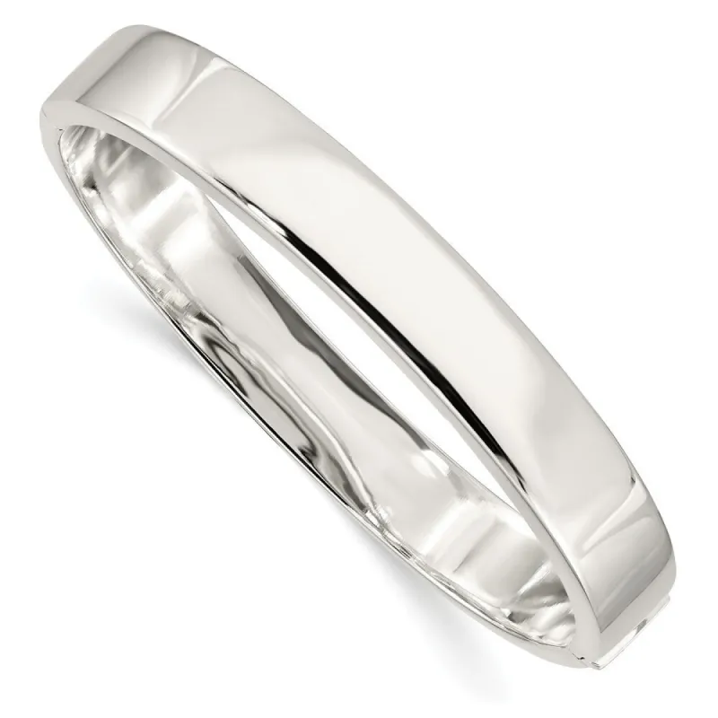 Curata 925 Sterling Silver 7" 9.75mm Polished Flat Edge Hinged Bangle Bracelet sold by Zulily