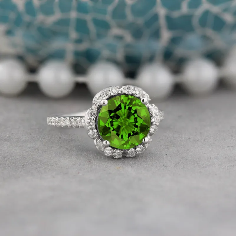 Auriya Vintage 3 1/10ct Fancy Peridot and Halo Diamond Engagement Ring 3/8ct Fancy 14k Gold sold by Zulily