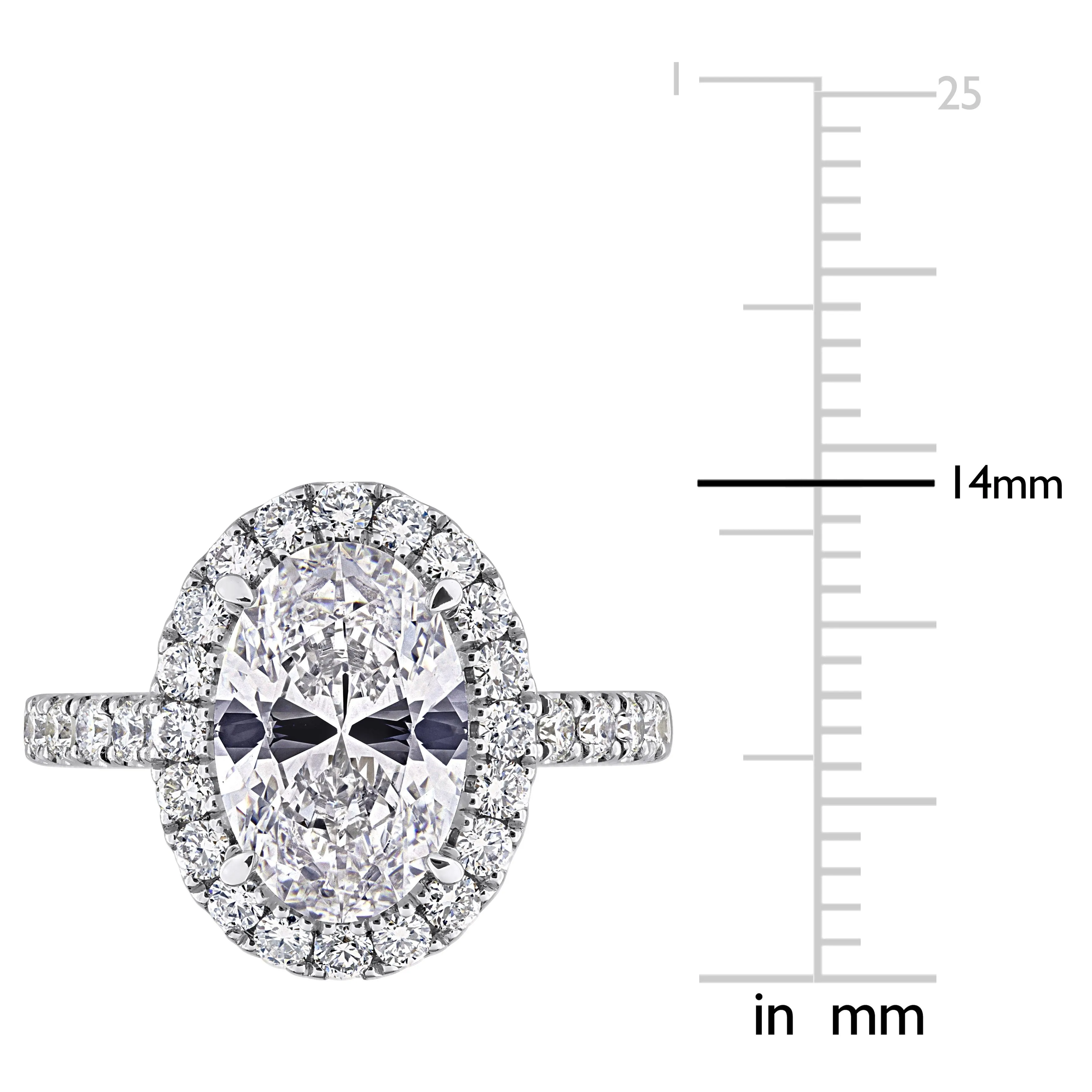 Created Forever 3 7/8 ct TDW Oval-Cut Lab-Grown Diamond and Tsavorite Accent Ring in 14k White Gold sold by Zulily product image thumbnail 4