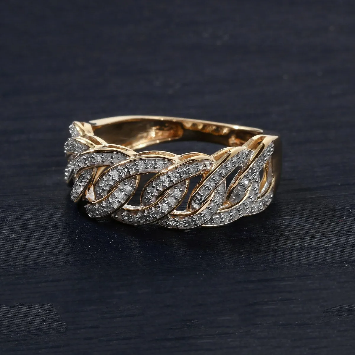 1/4ct TDW Diamond Cuban Link Men's Ring in 14k Gold sold by Zulily product image thumbnail 4