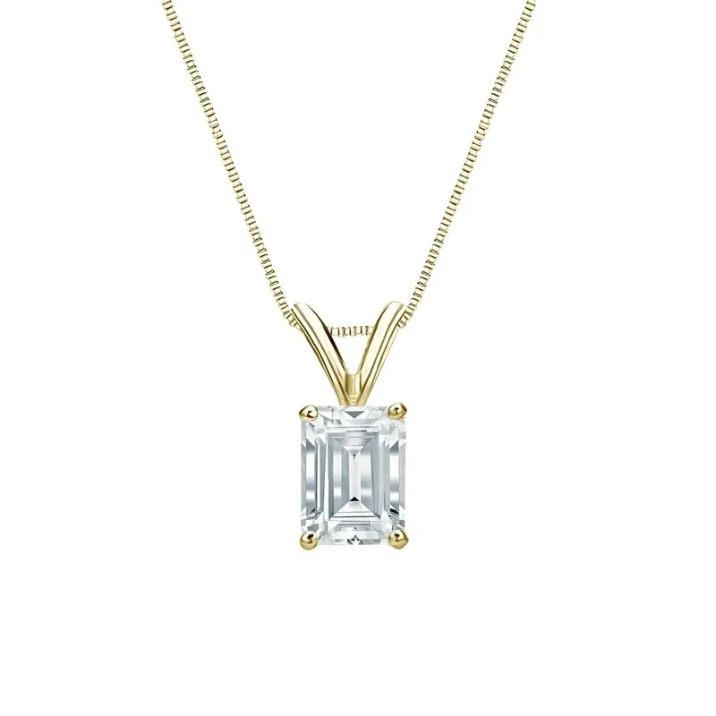 Auriya 18-karat Gold 0.75ctw Emerald Solitaire Lab Grown Diamond Necklace 4-Prong Basket (F-G VS) - 0.75 sold by Zulily product image thumbnail 2