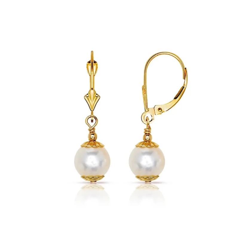 Curata 14k Gold Beaded 6mm Freshwater Cultured Pearl Single Dangle Lever Back Earrings sold by Zulily