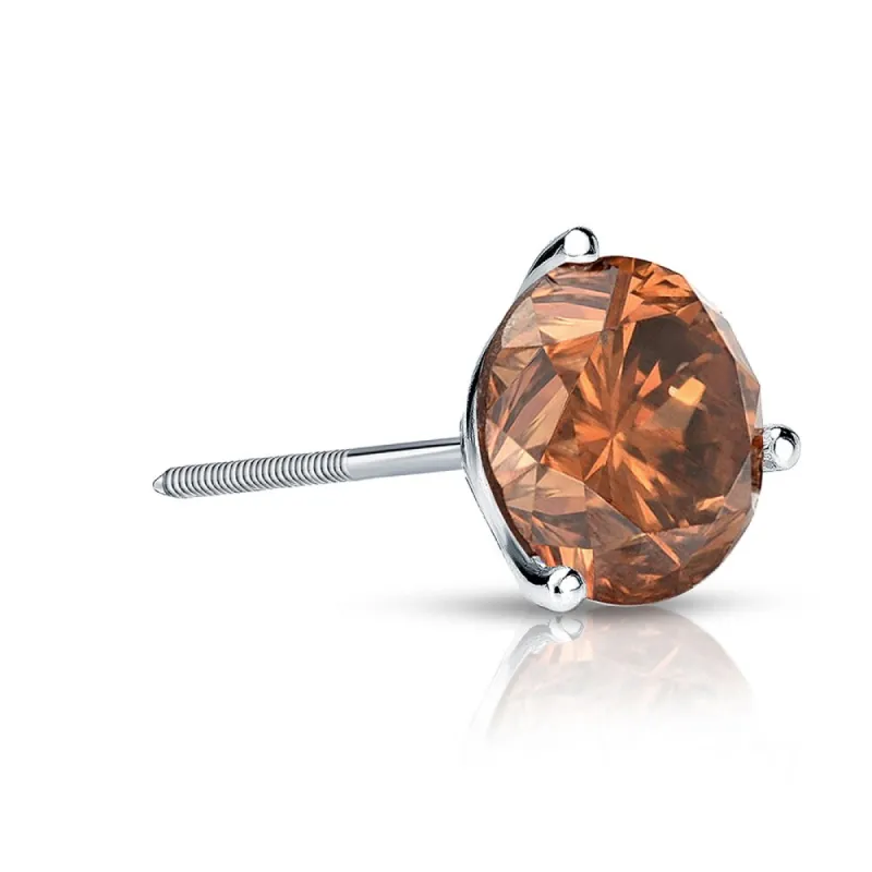 Auriya 14k Gold 3/4ct TDW Round SINGLE (1) Brown Diamond Stud Earring sold by Zulily