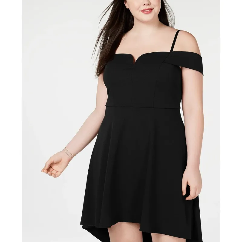 City Studios Women's Trendy Plus Size Cold-Shoulder High-Low Dress Black Size 22 sold by Zulily