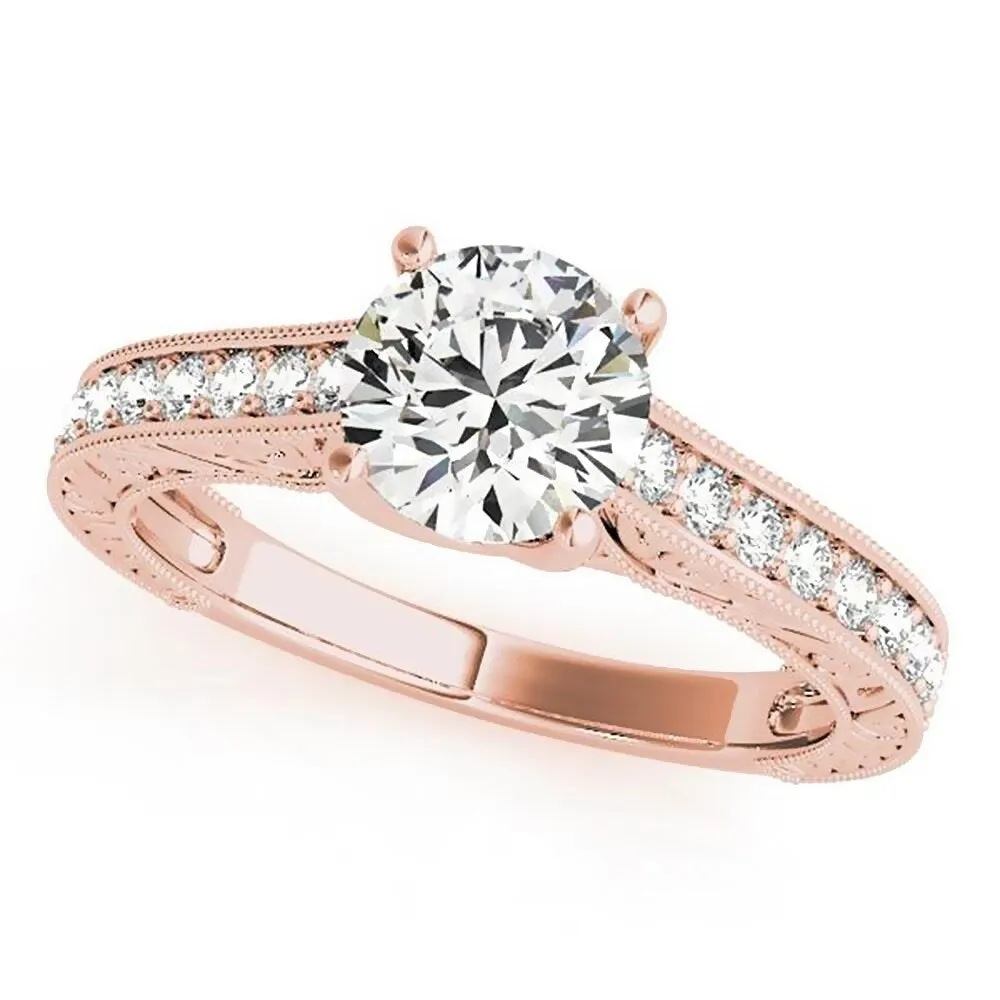 Auriya 1ct Vintage Moissanite and Diamond Engagement Ring 1/4ctw 14K Gold sold by Zulily product image thumbnail 3