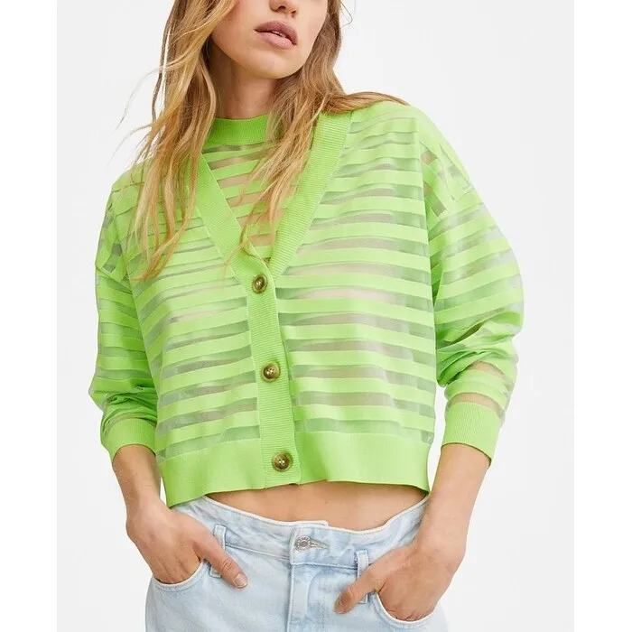 Mango Women's Stripped Knit Cardigan Green Size Small sold by Zulily