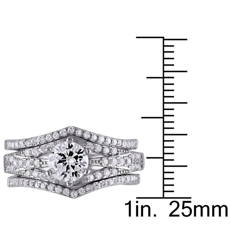 Miadora Sterling Silver Cubic Zirconia 3-piece Bridal Ring Set sold by Zulily