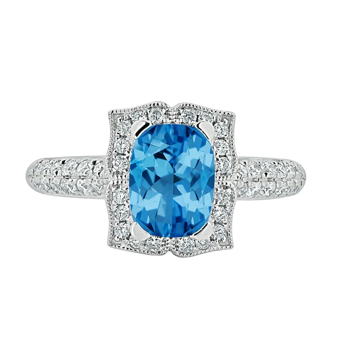 Auriya 1 3/8ct Fancy Cushion-cut Swiss Blue Topaz Halo Diamond Engagement Ring 1/3ctw 14k Gold sold by Zulily product image thumbnail 2