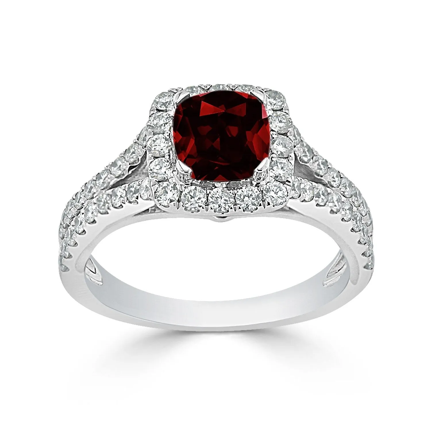 Auriya 9/10ct Cushion Cut Garnet Diamond Halo Engagement Ring 5/8ctw Platinum sold by Zulily product image thumbnail 3