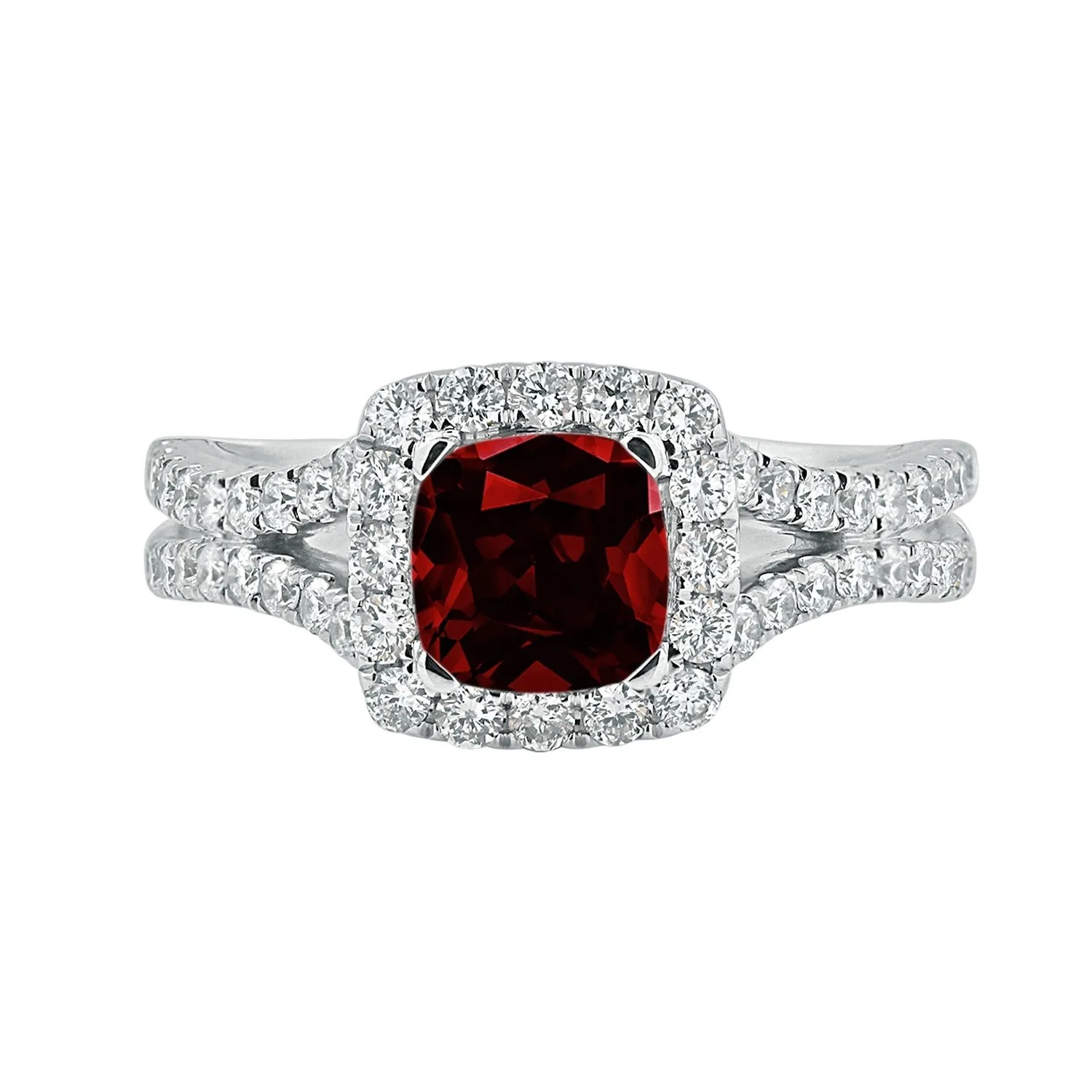Auriya 9/10ct Cushion Cut Garnet Diamond Halo Engagement Ring 5/8ctw Platinum sold by Zulily product image thumbnail 2