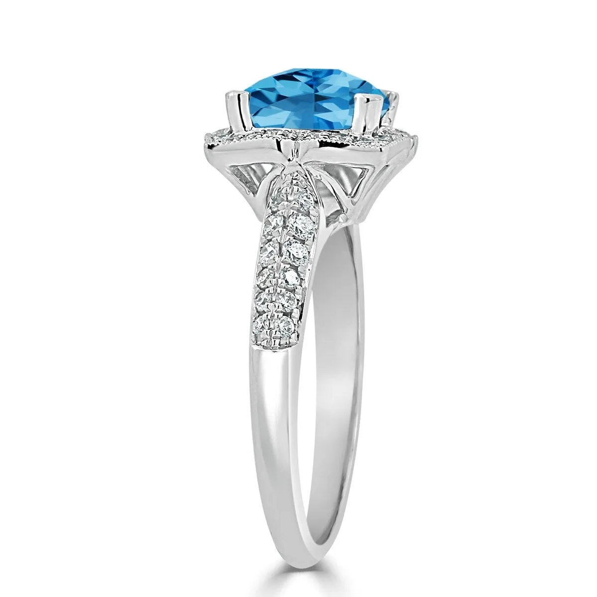 Auriya 1 3/8ct Fancy Cushion-cut Swiss Blue Topaz Halo Diamond Engagement Ring 1/3ctw 14k Gold sold by Zulily product image thumbnail 4