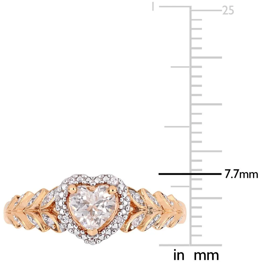 Miadora 10k Rose Gold Created White Sapphire and Diamond Heart Halo Ring sold by Zulily product image thumbnail 4