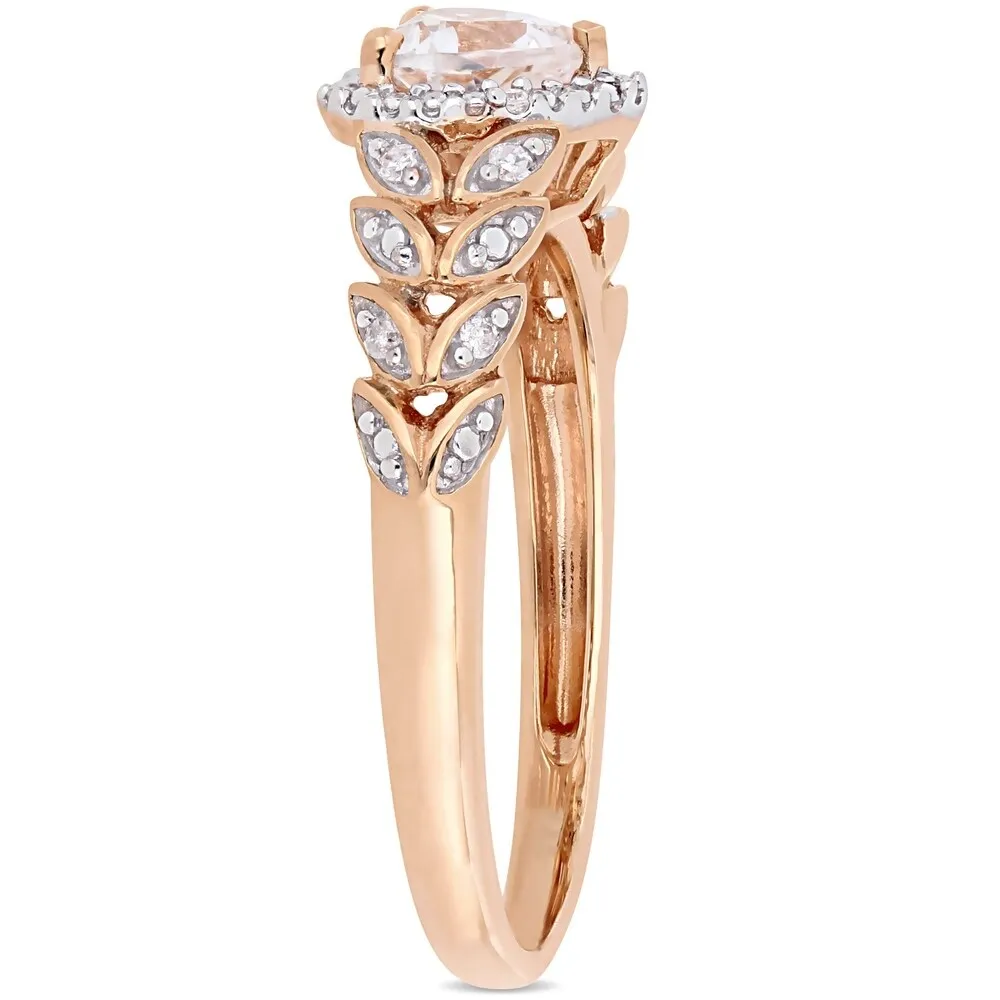 Miadora 10k Rose Gold Created White Sapphire and Diamond Heart Halo Ring sold by Zulily product image thumbnail 3