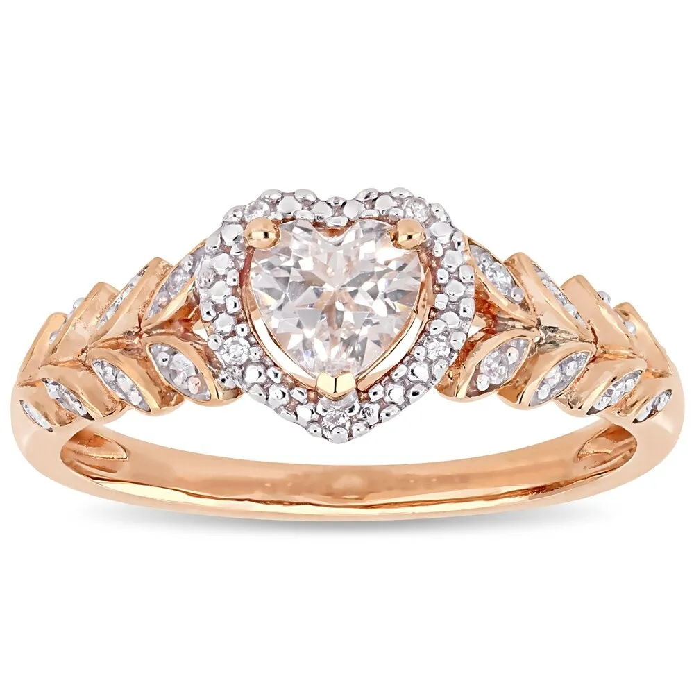 Miadora 10k Rose Gold Created White Sapphire and Diamond Heart Halo Ring sold by Zulily product image thumbnail 2