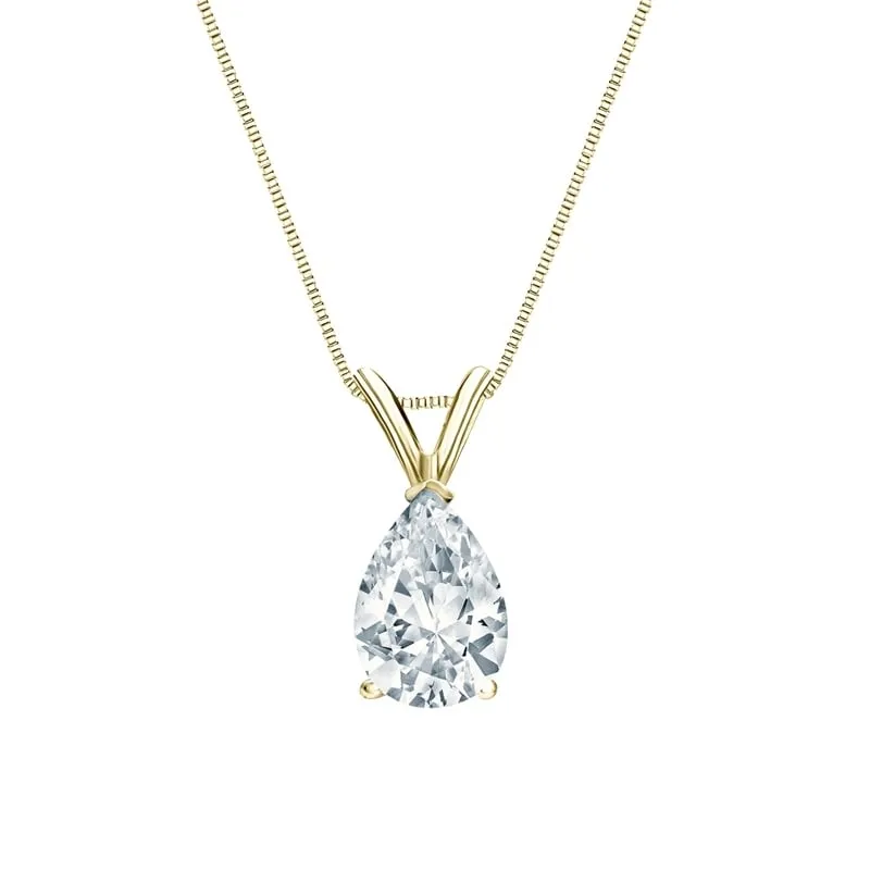 Auriya 18-karat Gold 1.25ctw Pear Solitaire Lab Grown Diamond Necklace V-End (H-I VS) Prong - 1.25 sold by Zulily product image thumbnail 2