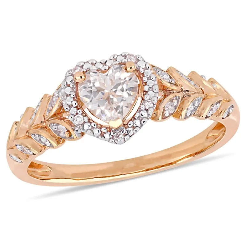 Miadora 10k Rose Gold Created White Sapphire and Diamond Heart Halo Ring sold by Zulily