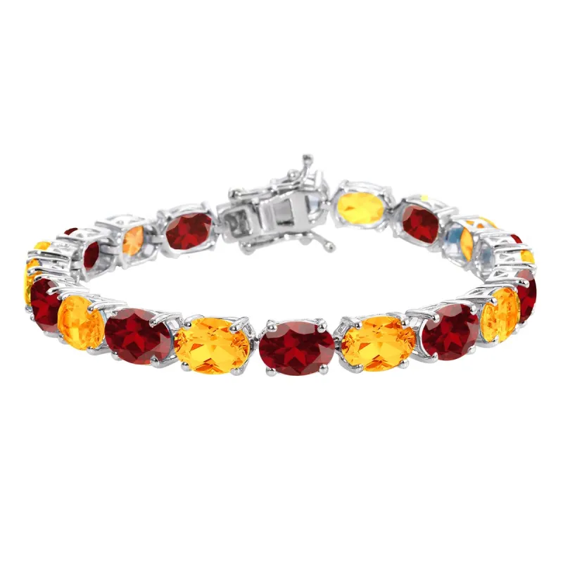 Sterling Silver with Natural Citrine and Garnet Tennis Bracelet-7.25" sold by Zulily