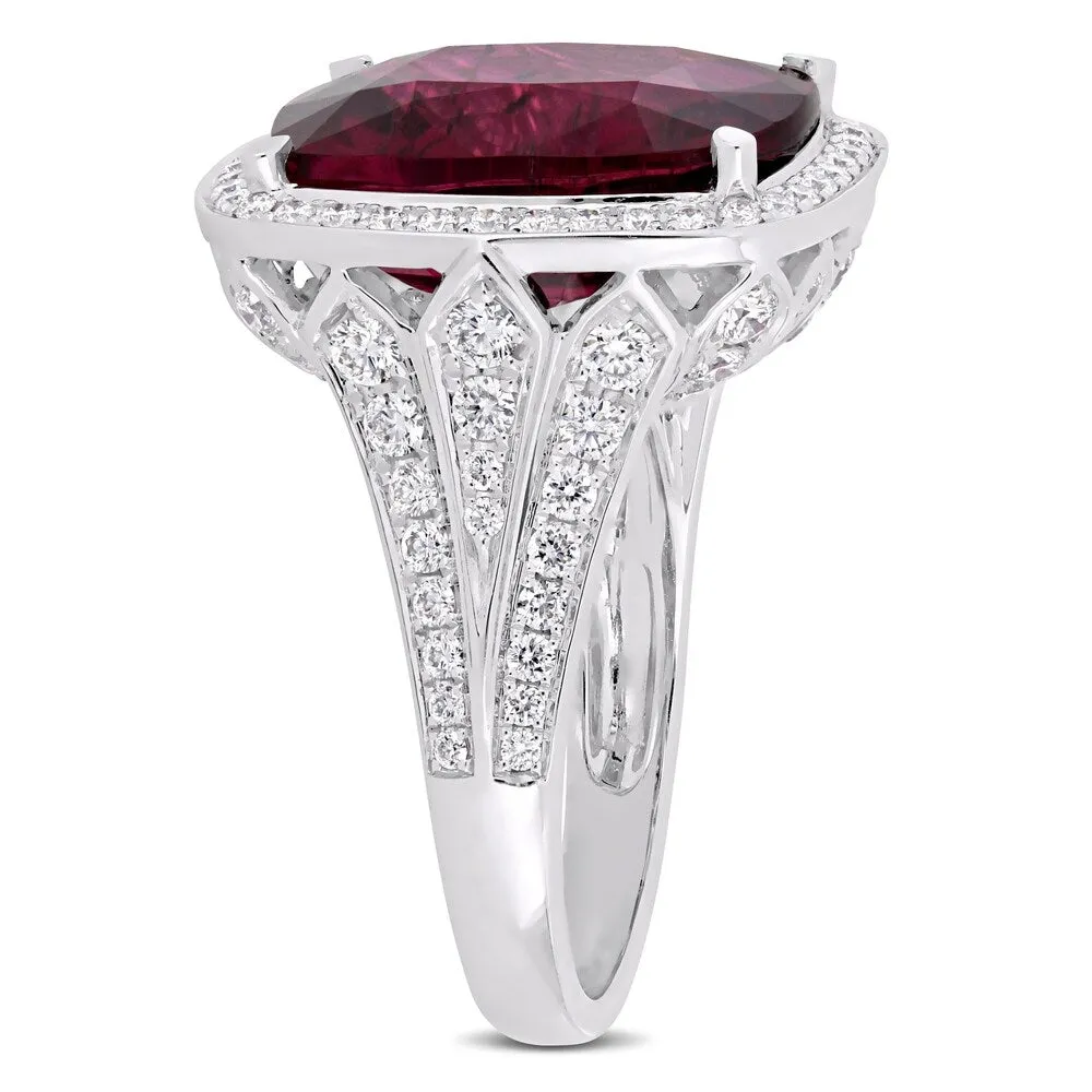 Miadora 14k White Gold Pink Tourmaline and 1-3/8 ct TDW Diamond Halo Ring sold by Zulily product image thumbnail 2