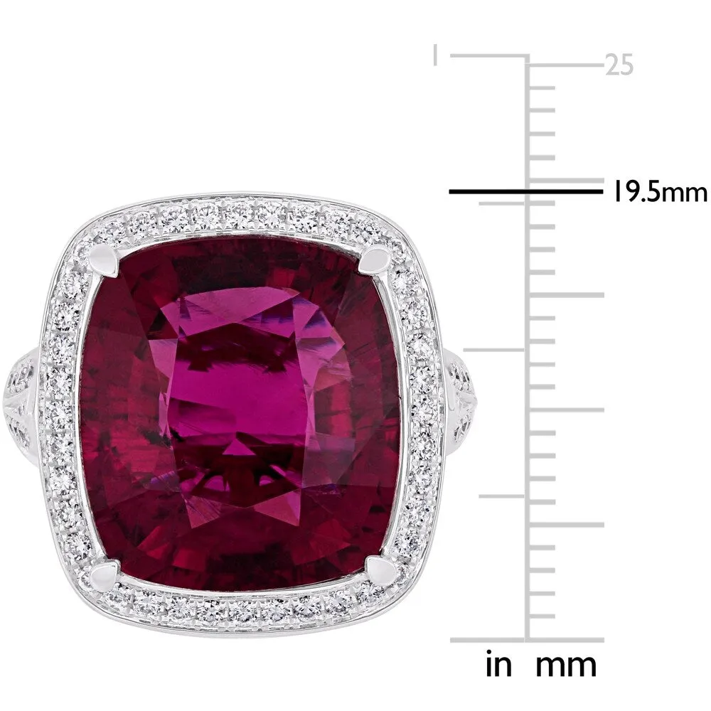 Miadora 14k White Gold Pink Tourmaline and 1-3/8 ct TDW Diamond Halo Ring sold by Zulily product image thumbnail 3