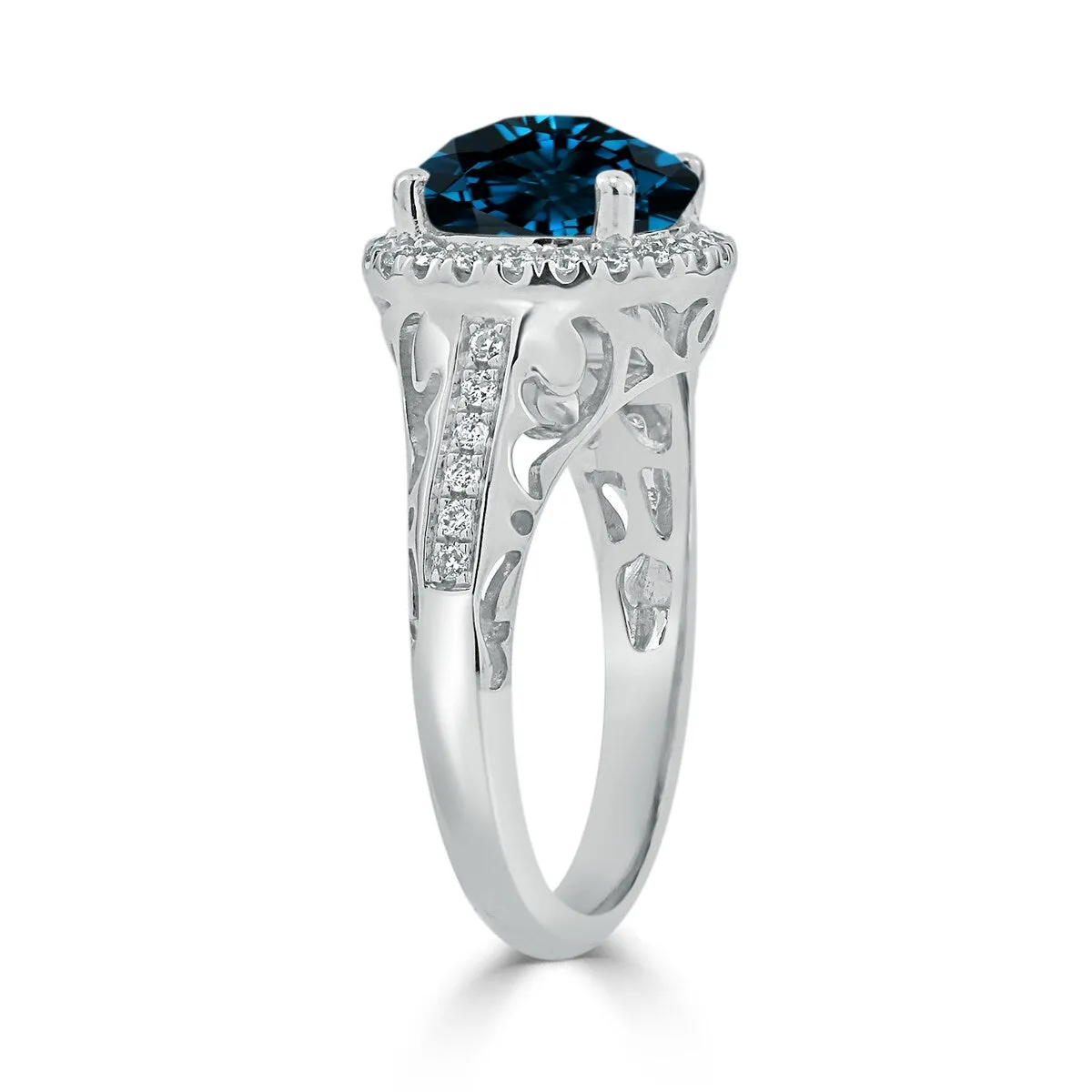 Auriya 2 5/8ct Fancy Round London Blue Topaz and Halo Diamond Engagement Ring 1/5ctw 14k Gold sold by Zulily product image thumbnail 4