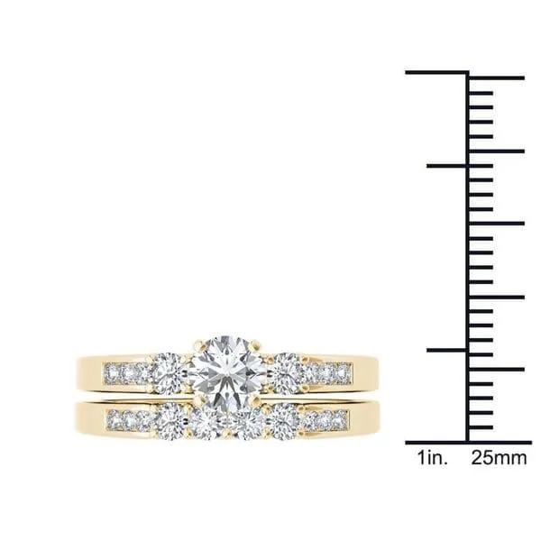 De Couer 14k Yellow Gold 1 1/4ct TDW Diamond Three-Stone Engagement Ring Set sold by Zulily product image thumbnail 4