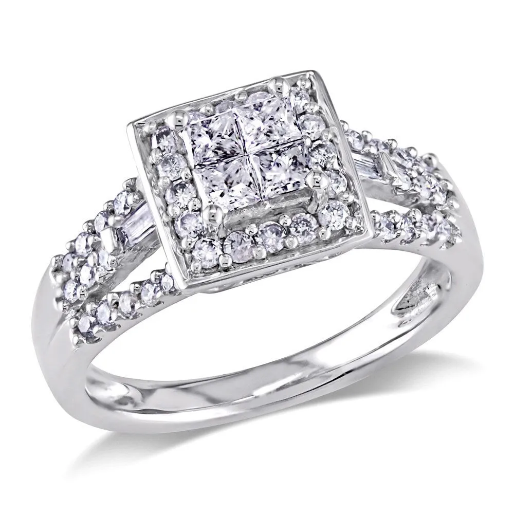 Miadora 10k White Gold 1/2ct TDW Diamond Halo Engagement Ring sold by Zulily product image thumbnail 2