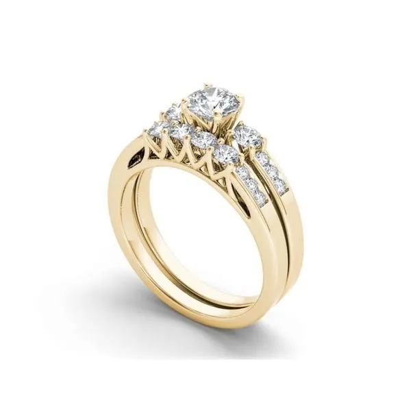 De Couer 14k Yellow Gold 1 1/4ct TDW Diamond Three-Stone Engagement Ring Set sold by Zulily product image thumbnail 2