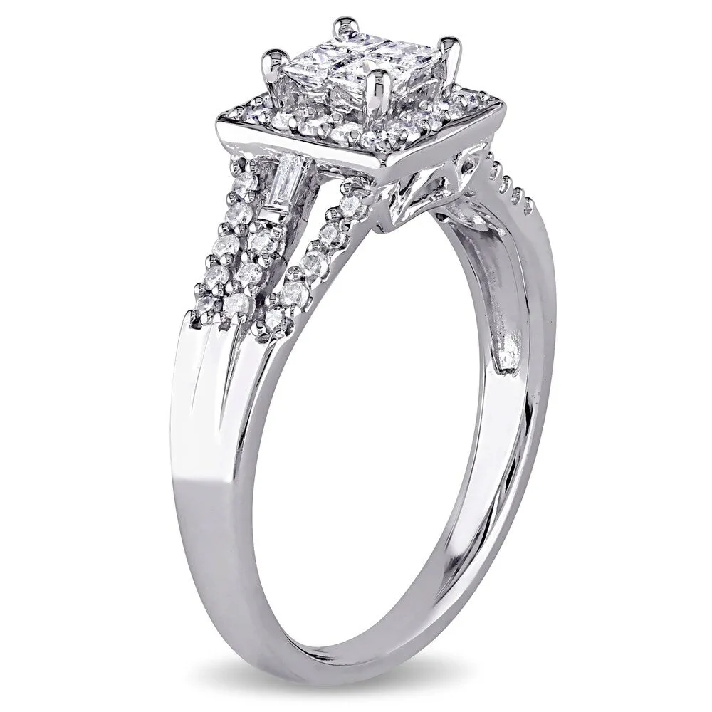 Miadora 10k White Gold 1/2ct TDW Diamond Halo Engagement Ring sold by Zulily product image thumbnail 4