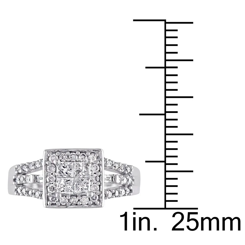 Miadora 10k White Gold 1/2ct TDW Diamond Halo Engagement Ring sold by Zulily product image thumbnail 3