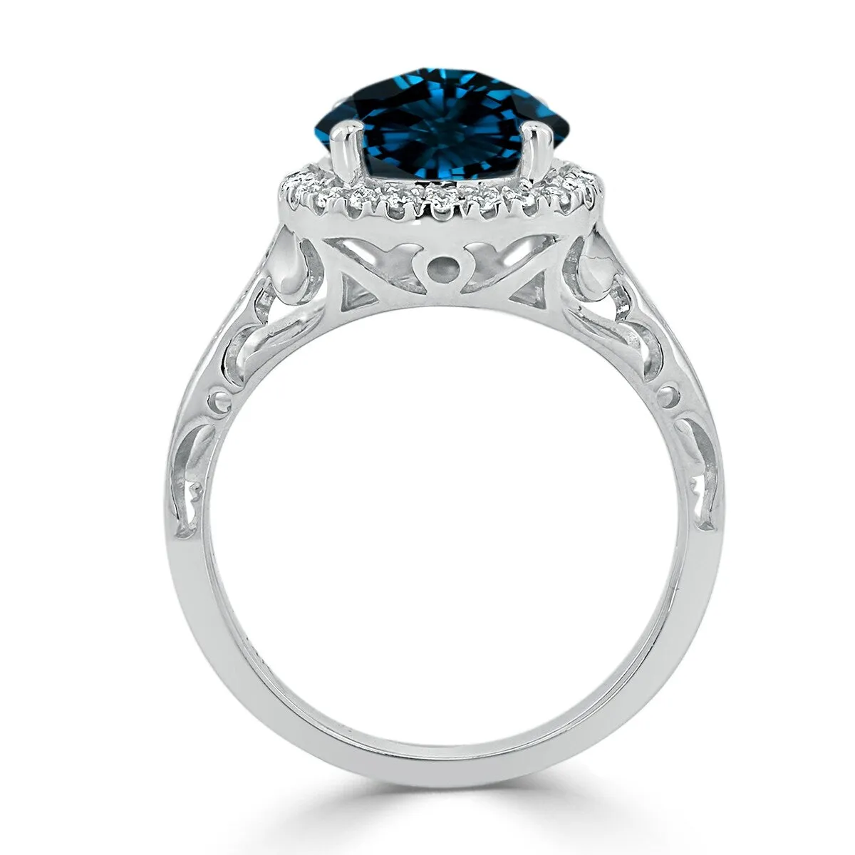 Auriya 2 5/8ct Fancy Round London Blue Topaz and Halo Diamond Engagement Ring 1/5ctw 14k Gold sold by Zulily product image thumbnail 5