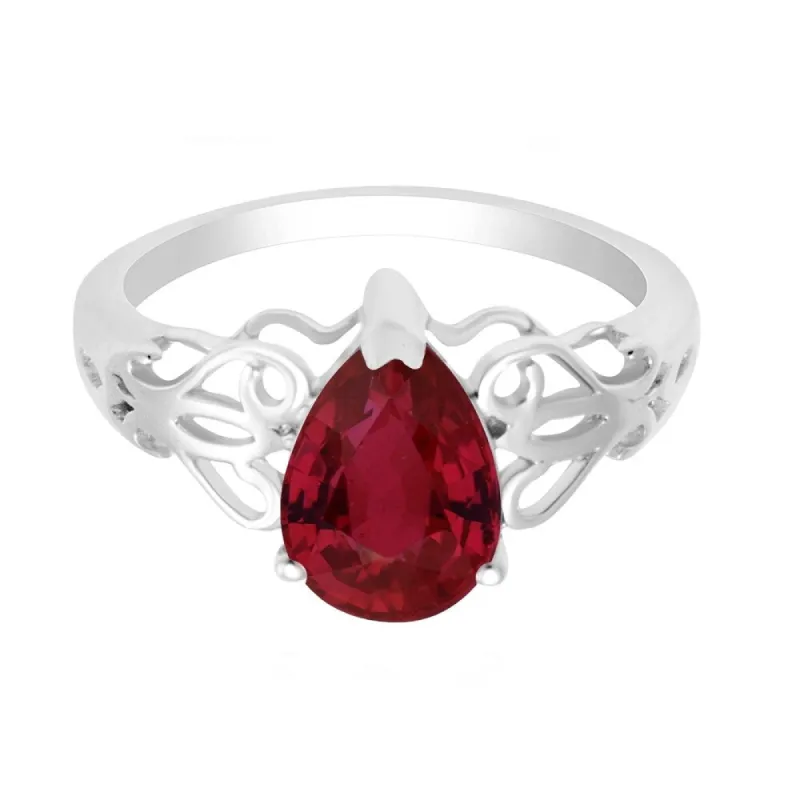 Sterling Silver with Natural Garnet Pear Shape Ring sold by Zulily