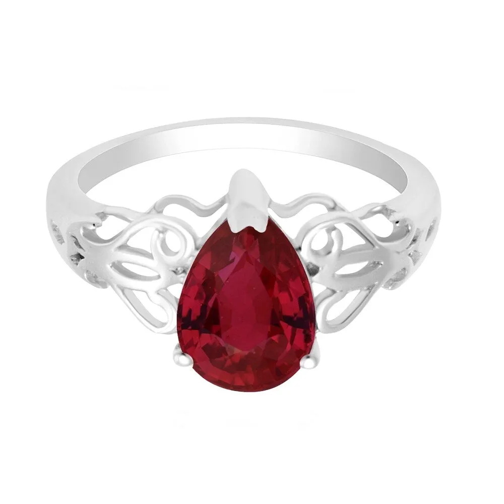 Sterling Silver with Natural Garnet Pear Shape Ring sold by Zulily