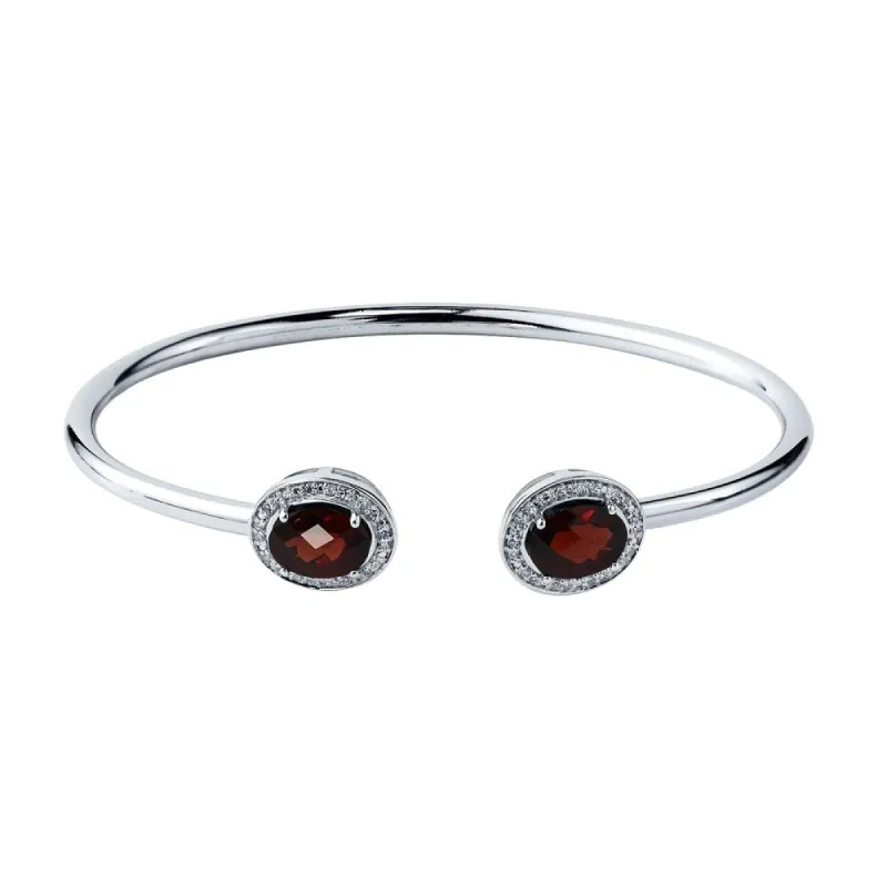 Auriya 2 3/4ct Oval Red Garnet Gold over Silver Bangle Bracelet with Diamond Accents sold by Zulily