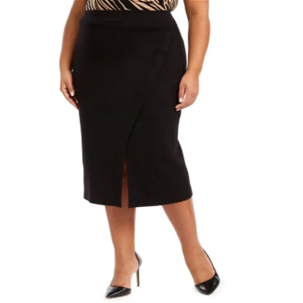 Anne Klein Women's Below the Knee Wrap Wear to Work Skirt Black Size 0X sold by Zulily