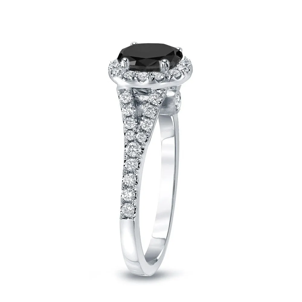14k Gold Round 1 1/2ct TDW Black Diamond with Halo Engagement Ring by Auriya sold by Zulily product image thumbnail 4